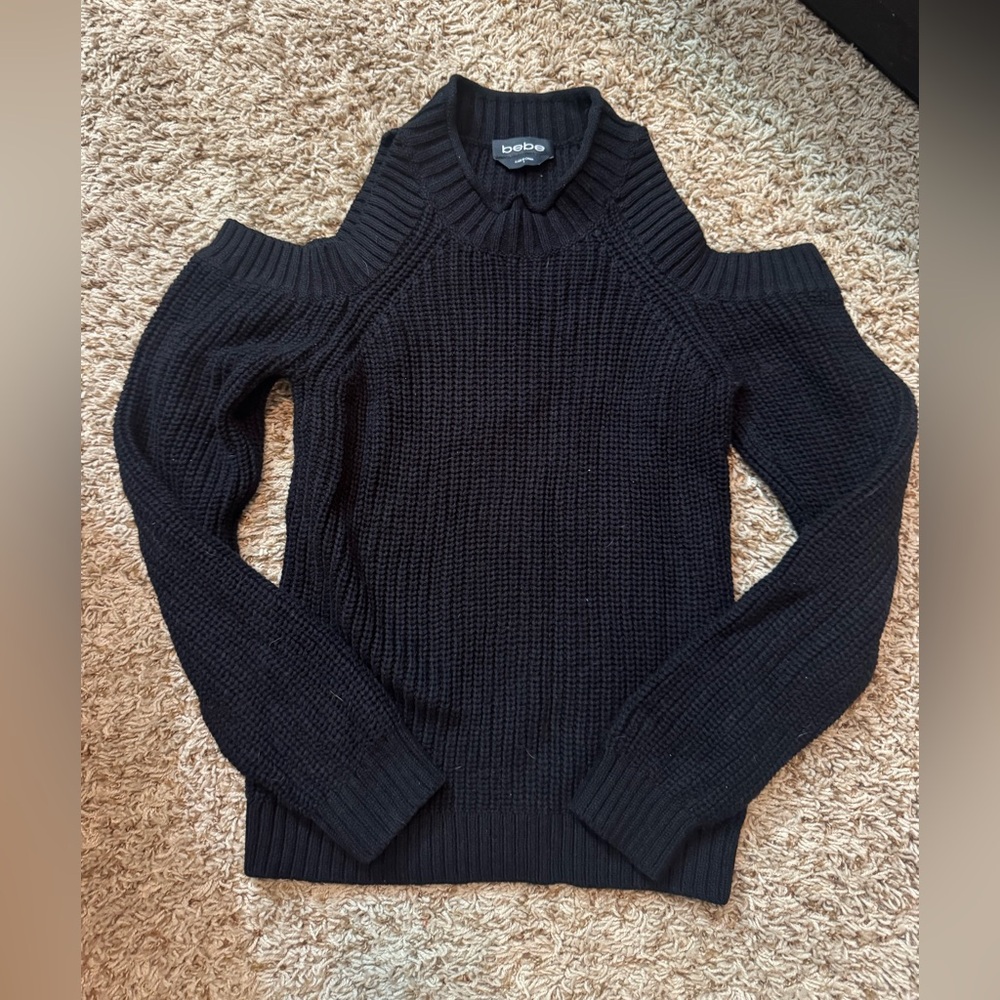 Bebe Cold Shoulder Black Sweater